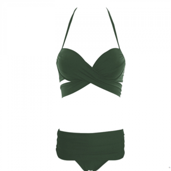 Bikini swimsuit female new holiday sexy strap three-point high waist swimsuit