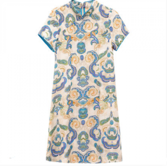 slim retro print dress