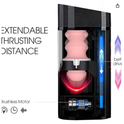 Automatic Man's Cup - Hands-free Vision-cup machine with 10 thrusts and 2 realistic sleeves and wearable strap adult sex toys